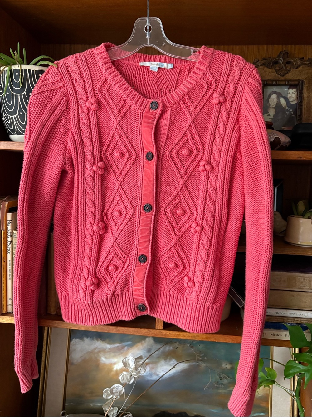 Boden Coral Preppy Cable Cardigan 8